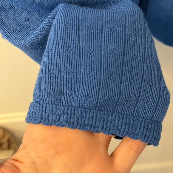 Auden Pointelle Blue Button Up Cardigan - Picture 3 of 5